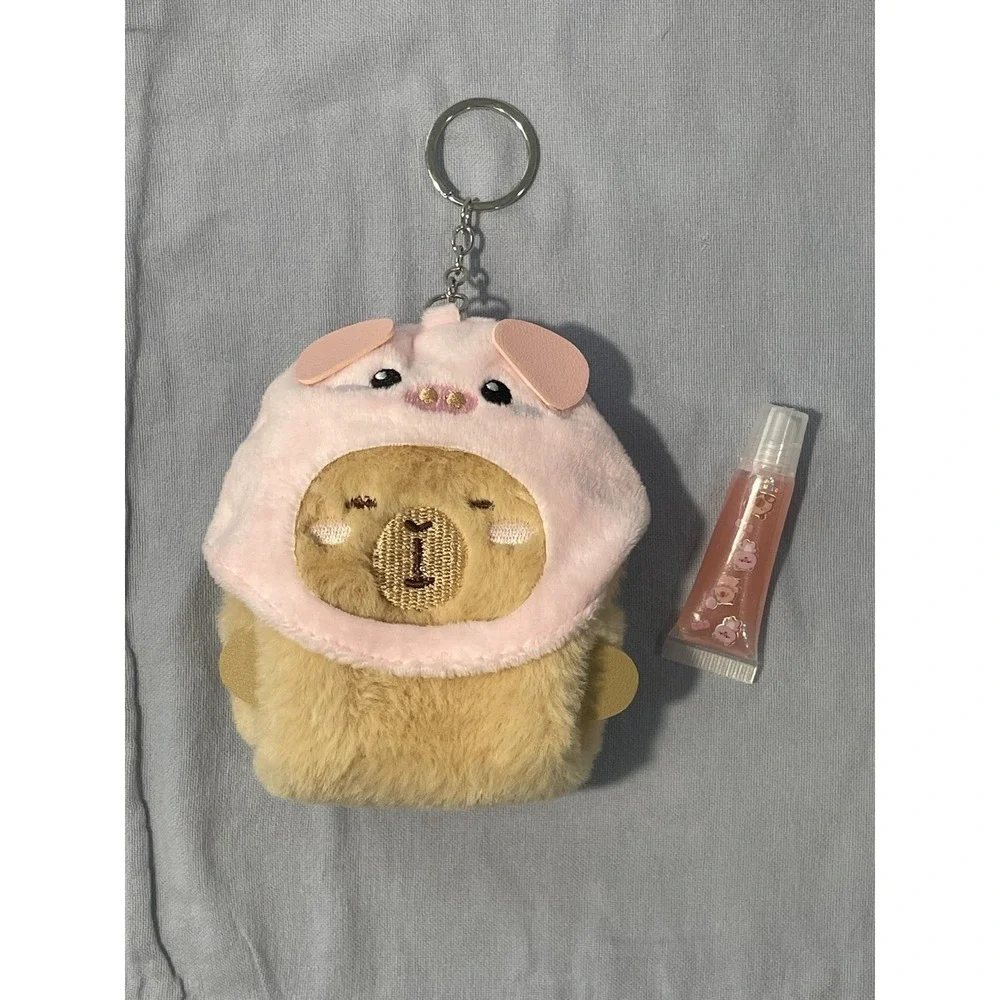 NEW Open Box Capy Happy Friends Mini‎ Bag Keychain & Gloss - Pudding Piggy